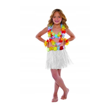 SPÓDNICZKA HAWAJSKA TRAWIASTA 30 cm LUAU BIAŁA