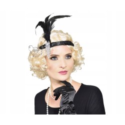 ZESTAW DAMSKI KOSTIUM LATA 20 OPASKA PERŁY CYGARETKA BOA RĘKAWICZKI TRC