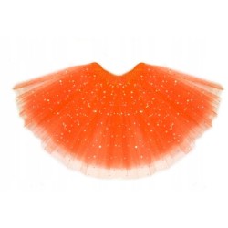 SPÓDNICZKA tiulowa brokat GWIAZDKI POMARAŃCZOWA