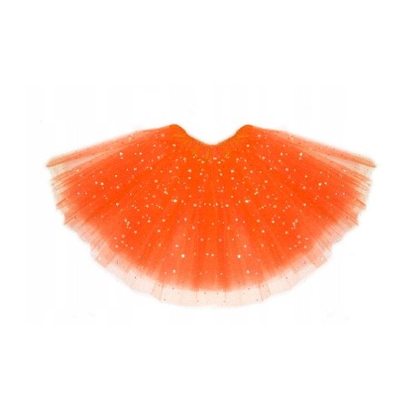 SPÓDNICZKA tiulowa brokat GWIAZDKI POMARAŃCZOWA