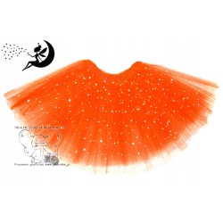 SPÓDNICZKA tiulowa brokat GWIAZDKI POMARAŃCZOWA