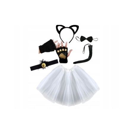 KOSTIUM KOT KOTA 6EL ŁAPY OBROŻA CZARNO BIAŁY 40CM