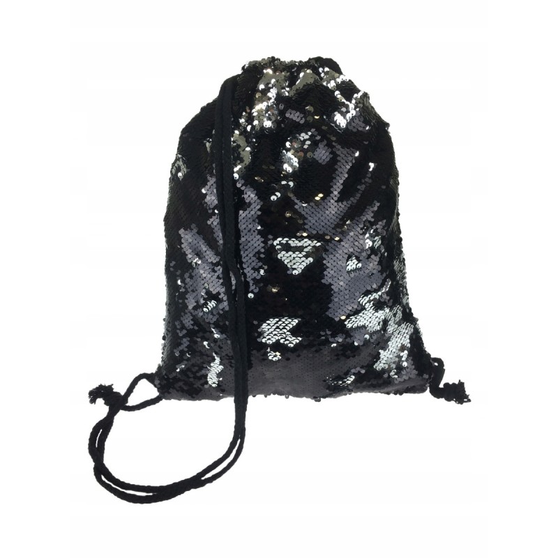 WOREK NA BUTY SZKOLNY ODWRÓCONE CEKINY CZARNY / SR