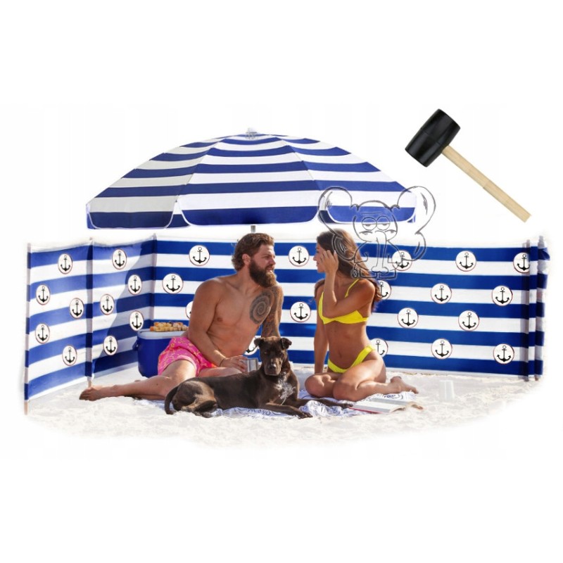 PARAWAN PLAŻOWY + parasol 155cm + młotek 8m 800CM