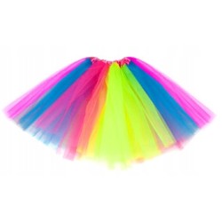 SPÓDNICA SPÓDNICZKA TIULOWA NEONOWA TĘCZOWA 30 CM
