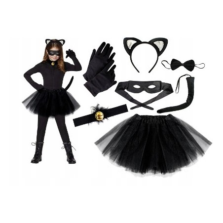 KOSTIUM KOTA USZY RĘKAW. MASKA SPÓDNICA obroża 30B