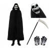KOSTIUM ŚMIERCI PELERYNA KOSA MASKA RĘKAWICZKI HALLOWEEN 4EL