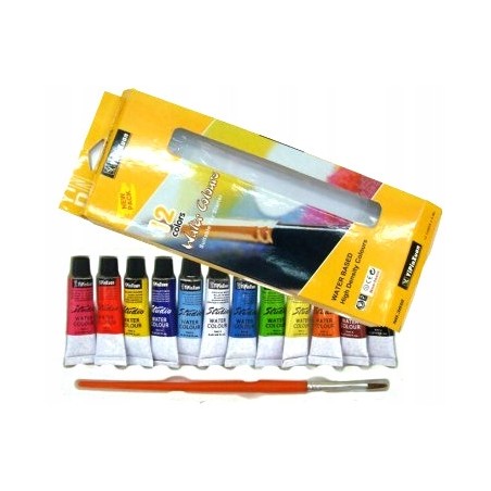 FARBY  W TUBKACH 12 SZT WATER AKRYLOWE YIPI