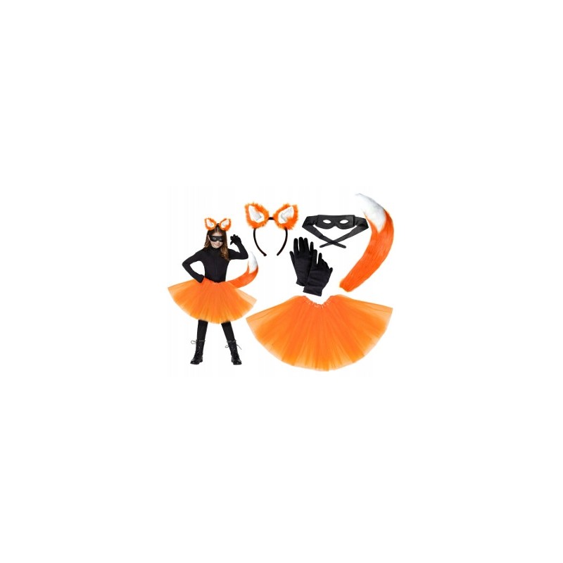 KOSTIUM LISA 5 ELEMENTÓW LIS RABUŚ 40CM POMARAŃCZ