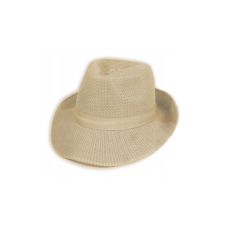 KAPELUSZ LNIANY FEDORA LETNI MĘSKI LEN beżowy BL^