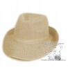 KAPELUSZ LNIANY FEDORA LETNI MĘSKI LEN beżowy BL^