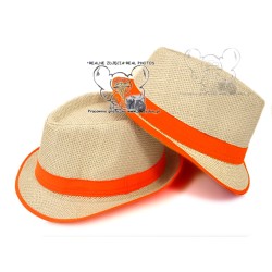 KAPELUSZ PLAŻOWY FEDORA SIZALOWY POMARAŃCZ NEON