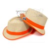 KAPELUSZ PLAŻOWY FEDORA SIZALOWY POMARAŃCZ NEON