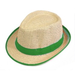 KAPELUSZ PLAŻOWY FEDORA SIZAL NATURALNY ZIELONY