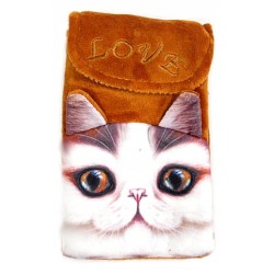 TORBA torebka TELEFON PRINT PLUSZ KOT BRĄZ 2