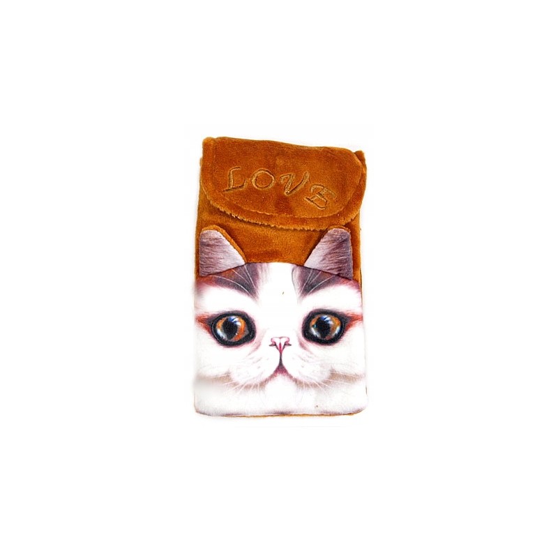 TORBA torebka TELEFON PRINT PLUSZ KOT BRĄZ 2