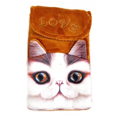 TORBA torebka TELEFON PRINT PLUSZ KOT BRĄZ 2