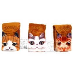 TORBA torebka TELEFON PRINT PLUSZ KOT BRĄZ 2