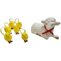 zestaw ozdób wielkanoc  baranek i kurczaki