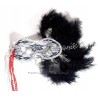 MASKA koronka pióra CZARNE KARNAWAŁ HALLOWEEN