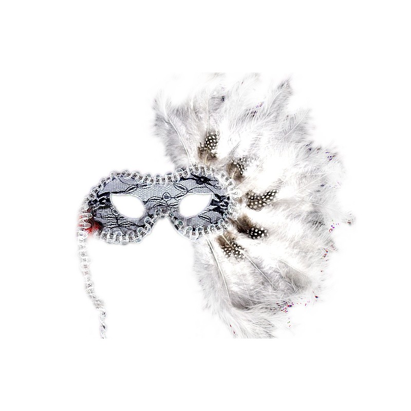 MASKA koronka pióra BIAŁE KARNAWAŁ HALLOWEEN