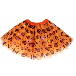 SPÓDNICZKA TIUL tiulowa halloween dynia świeci LED 30cm