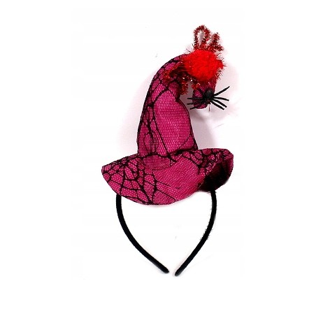 kapelusz CZAROWNICY opaska HALLOWEEN RÓŻ PAJĘCZYNA