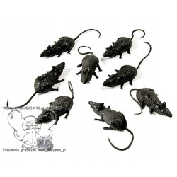 MYSZY SZTUCZNE PLASTIKOWE CZARNA HALLOWEEN MYSZ