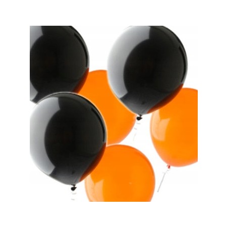 BALON BALONY HALLOWEEN CZARNY POMARAŃCZ -12SZT