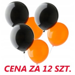 BALON BALONY HALLOWEEN CZARNY POMARAŃCZ -12SZT