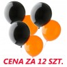 BALON BALONY HALLOWEEN CZARNY POMARAŃCZ -12SZT