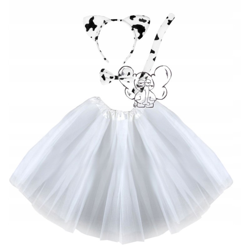 STRÓJ KOSTIUM KOTA KOT ŁACIATY CIAPKI biały 40CM