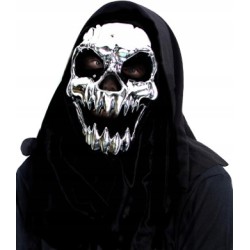 MASKA KOŚCIOTRUP TRUP SZKIELET ŚMIERĆ CZASZKA SREBRNA METALICZNA HALLOWEEN