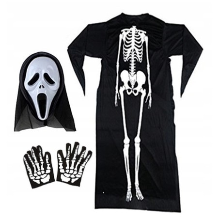 KOSTIUM SZKIELET KOŚCIOTRUP KRZYK HALLOWEEN +RCZI