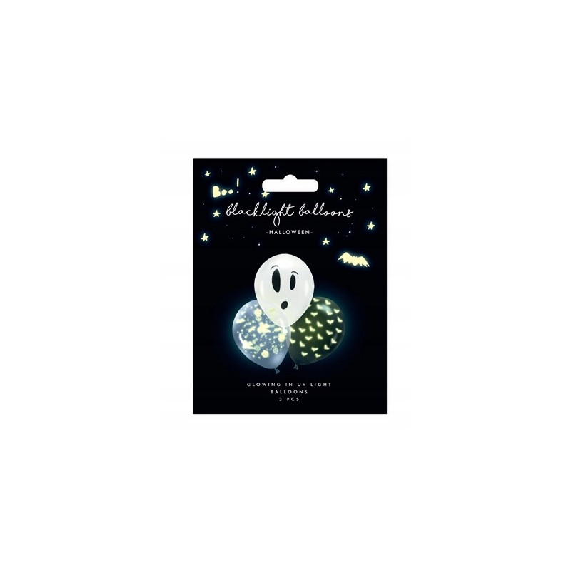 BALON BALONY HALLOWEEN FLUORESTENCYJNE ŚWIECĄCE UV