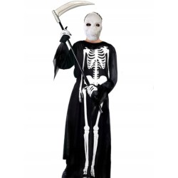 KOSTIUM SZKIELET KOŚCIOTRUP HALLOWEEN 4 ELEM BIAŁA
