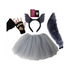 KOSTIUM WILKA ŁAPY USZY OGON SPÓDNICZKA KŁY 30CMBP