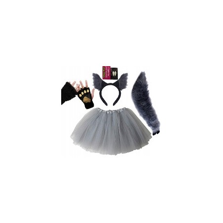 KOSTIUM WILKA ŁAPY USZY OGON SPÓDNICZKA KŁY 30CMBP