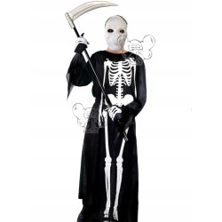 KOSTIUM SZKIELET KOŚCIOTRUP HALLOWEEN 4 ELEM BIAŁA