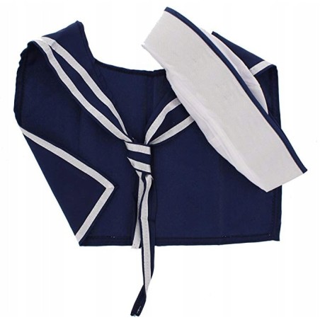 KOSTIUM STRÓJ MARYNARZ MARYNARZA CZAPKA + KOŁNIERZ