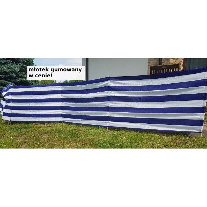 PARAWAN PLAŻOWY pasy + młotek 12m 1200X105CM navy