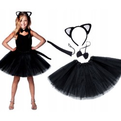 STRÓJ KOSTIUM KOT KOTA CZARNY BIAŁE USZKA 40CM B/P