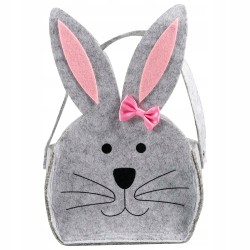 KOSZYK KOSZ WIELKANOC FILCOWY ZAJĄC SZARY girl 2
