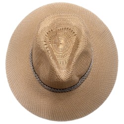 KAPELUSZ LNIANY FEDORA LETNI MĘSKI plażowy duży BEŻ z gumką