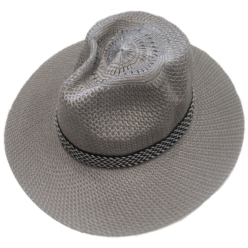 KAPELUSZ LNIANY FEDORA LETNI MĘSKI plażowy  duży popielaty