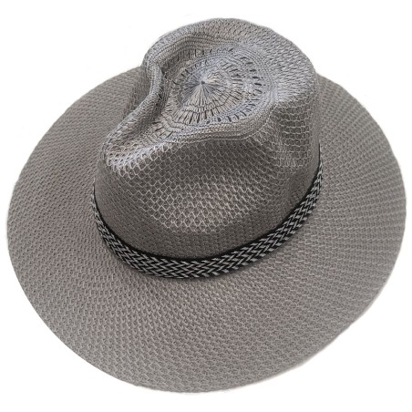 KAPELUSZ LNIANY FEDORA LETNI MĘSKI plażowy  duży popielaty