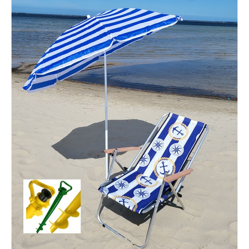 zestaw urlopowy leżak aluminium i parasol plażowy 160cm ze świdrem montaż