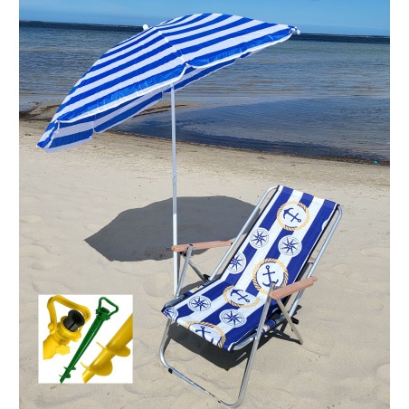 zestaw urlopowy leżak aluminium i parasol plażowy 160cm ze świdrem montaż