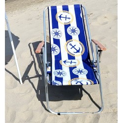 PARAWAN 12M + PARASOL 160cm + leżak drewno + MŁOTEK granatowe pasy