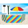 PARASOL PLAŻOWY 160CM + PARAWAN 8M + MŁOTEK + UCHWYT multikolor